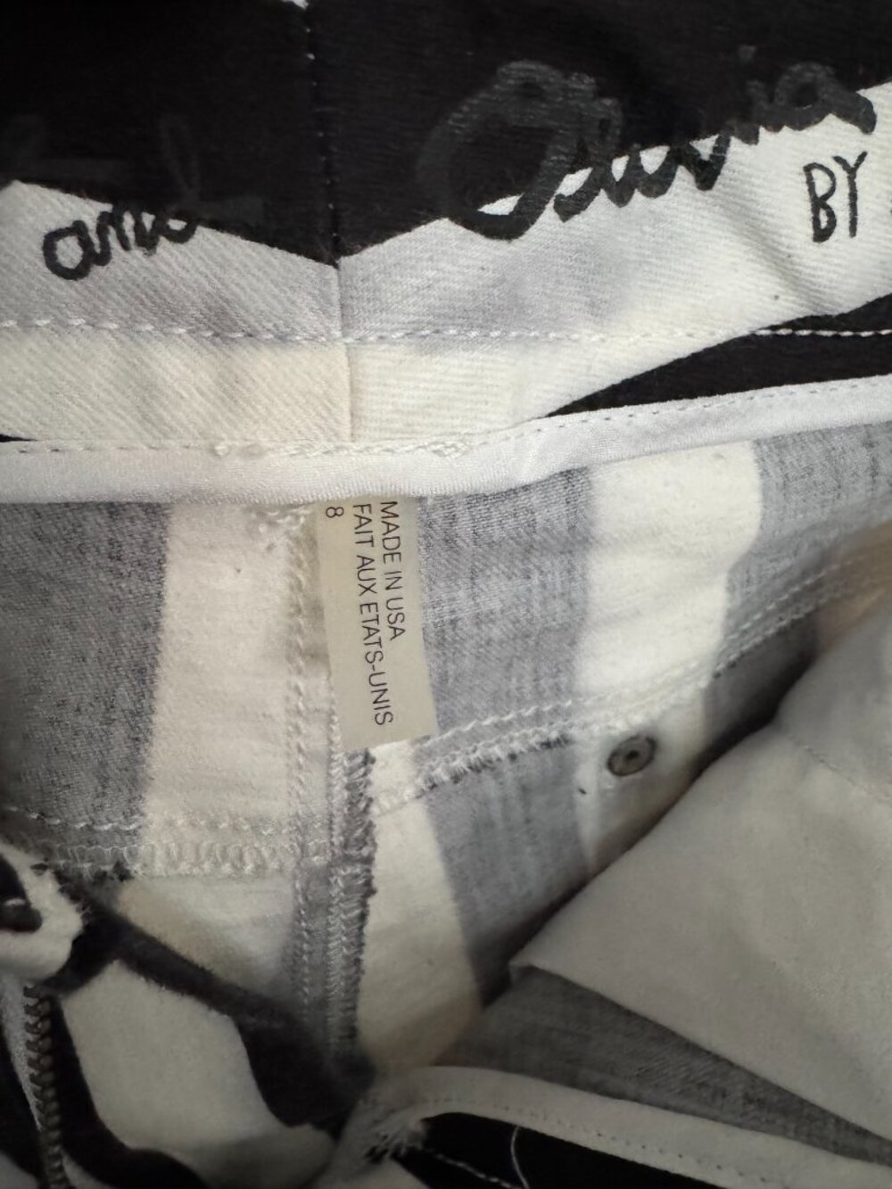 Alice + Olivia Black and White Stripe Flared Pants Size 8 - Picture 7 of 8